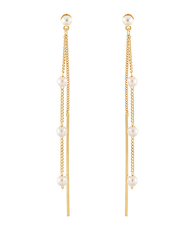 Madison's Exclusive | Layered Pearl Station & Bar Earrings