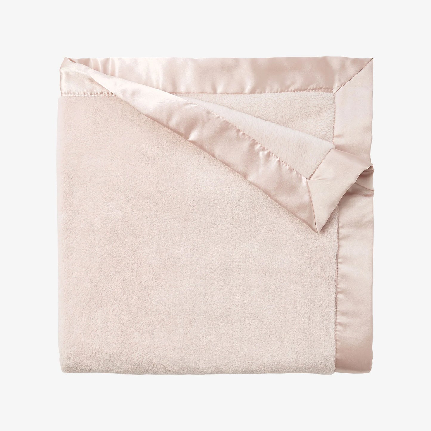 Elegant Baby Pale Pink Satin Trim Flannel Fleece Baby Stroller Blanket