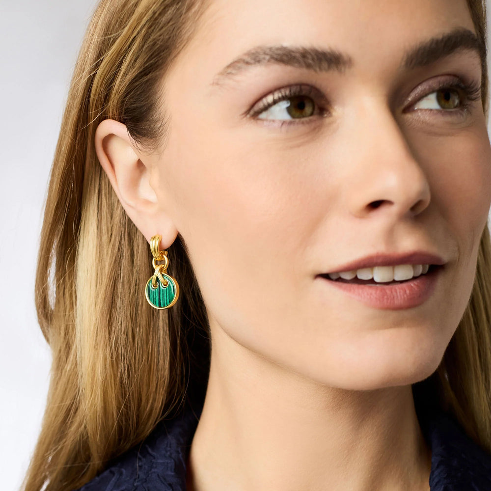 Julie Vos | Essex Hoop & Charm Earring - Malachite Green