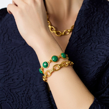 Julie Vos | Essex Stone Bracelet - Malachite Green