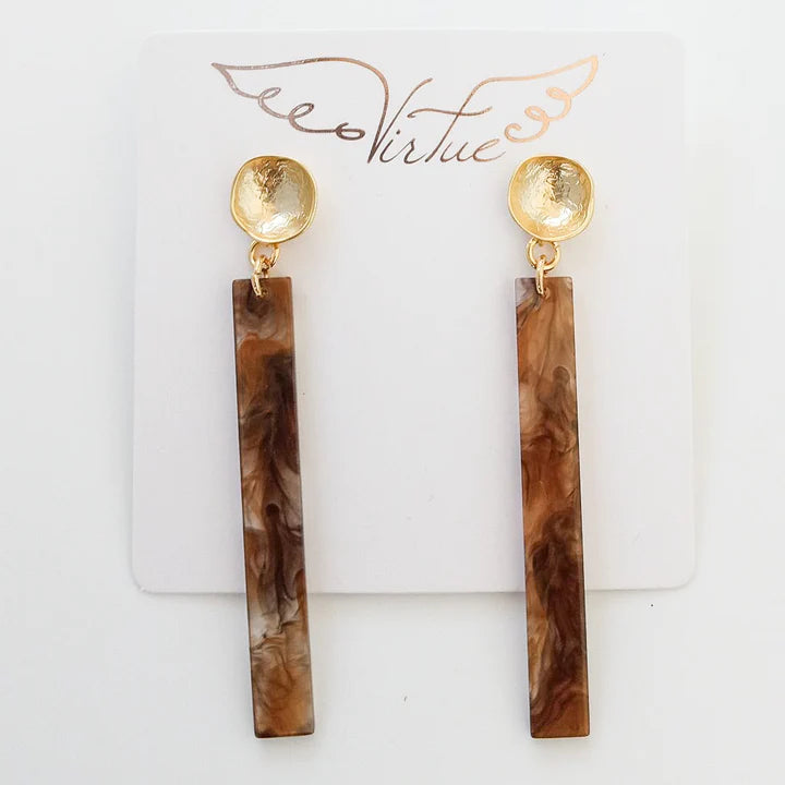 Virtue | Acrylic Bar On Round Hammered Post Earrings