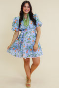 Wildflower Tie-Waist Cotton Mini