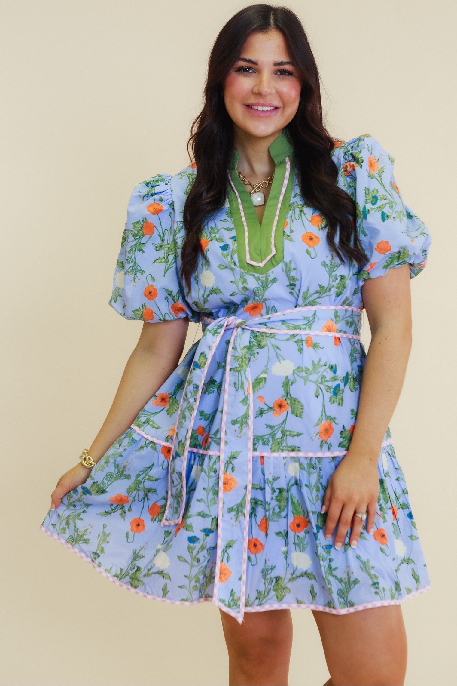 Wildflower Tie-Waist Cotton Mini