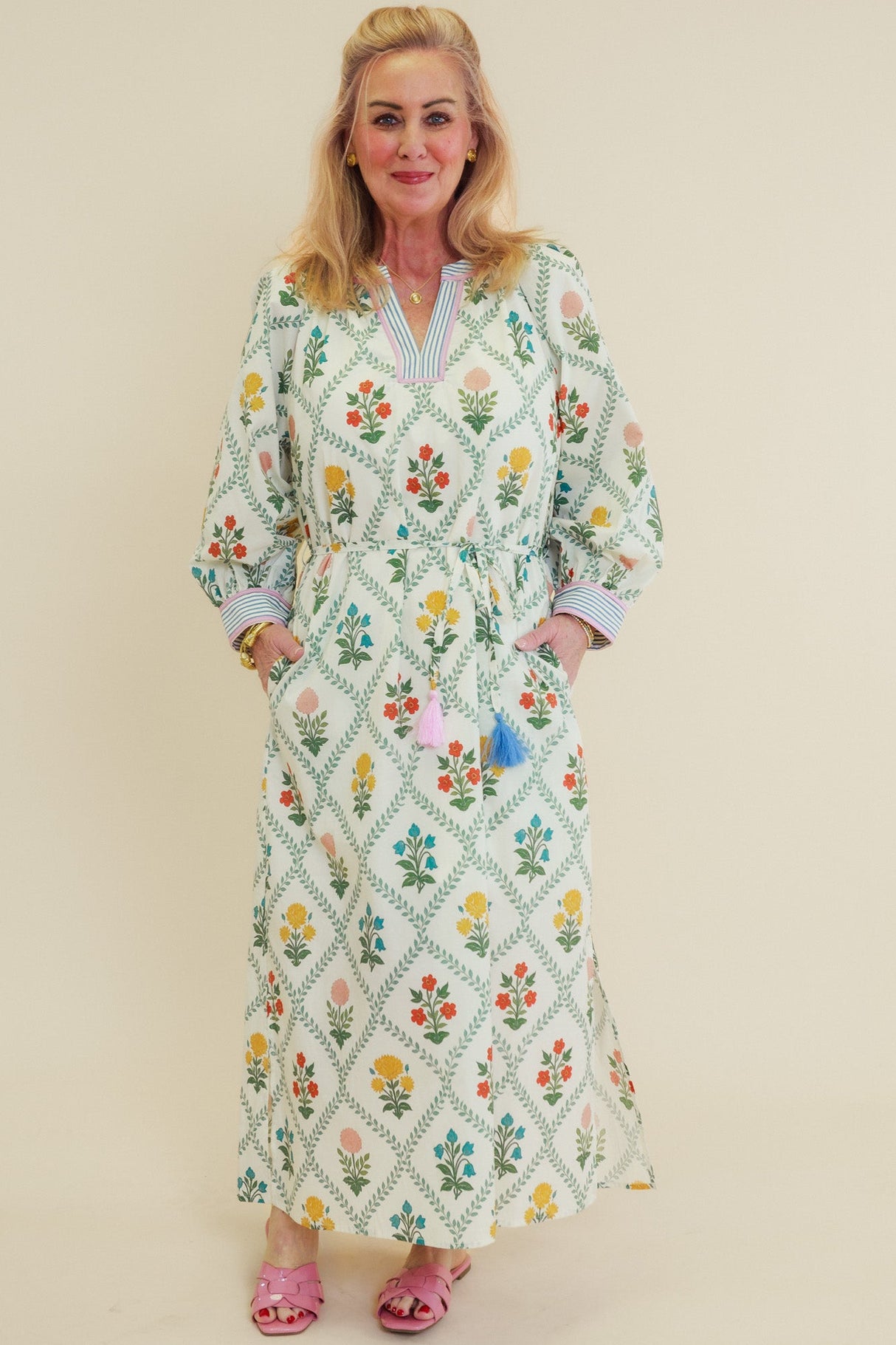 Willow Bloom Tassel Tie Midi Dress