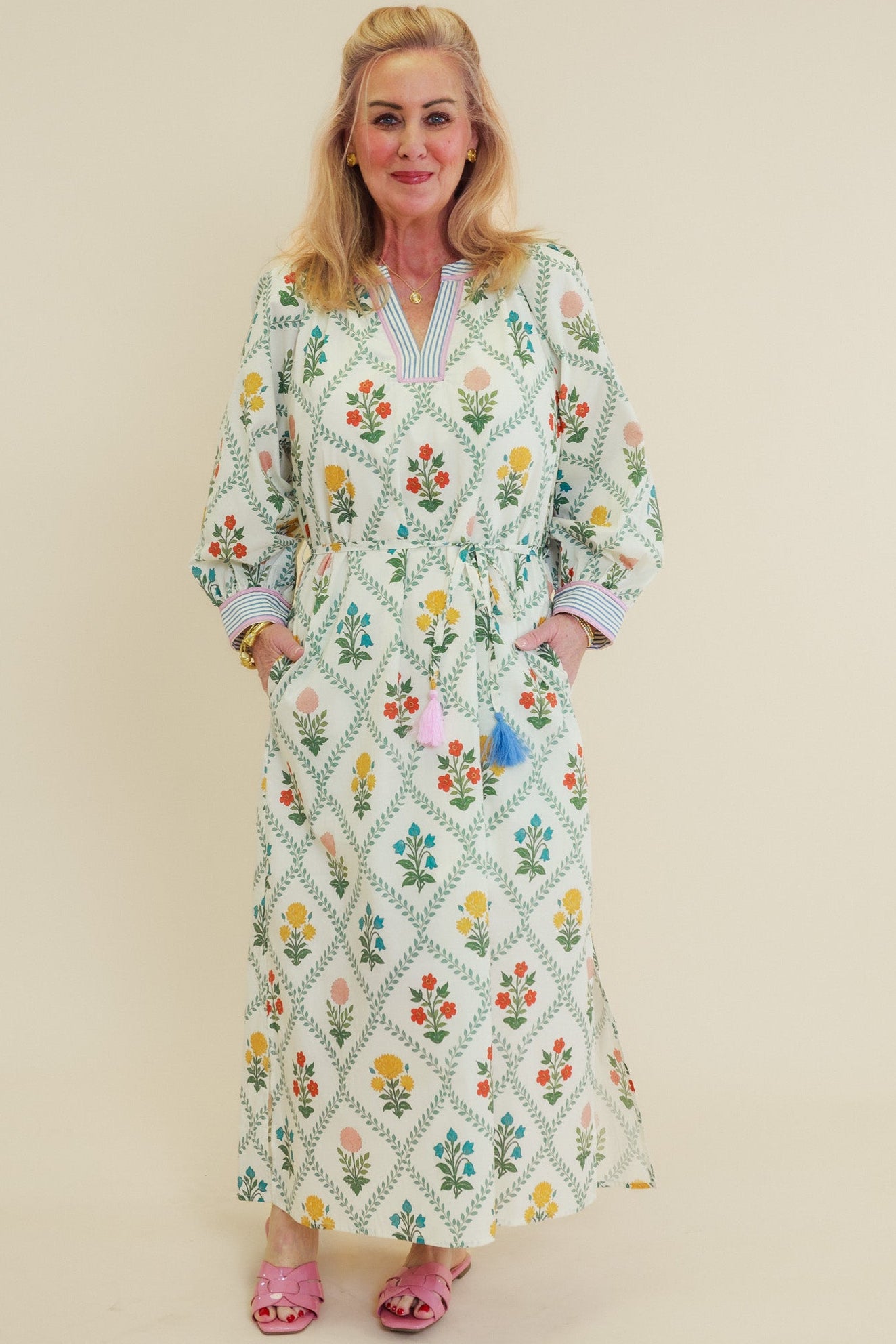 Willow Bloom Tassel Tie Midi Dress