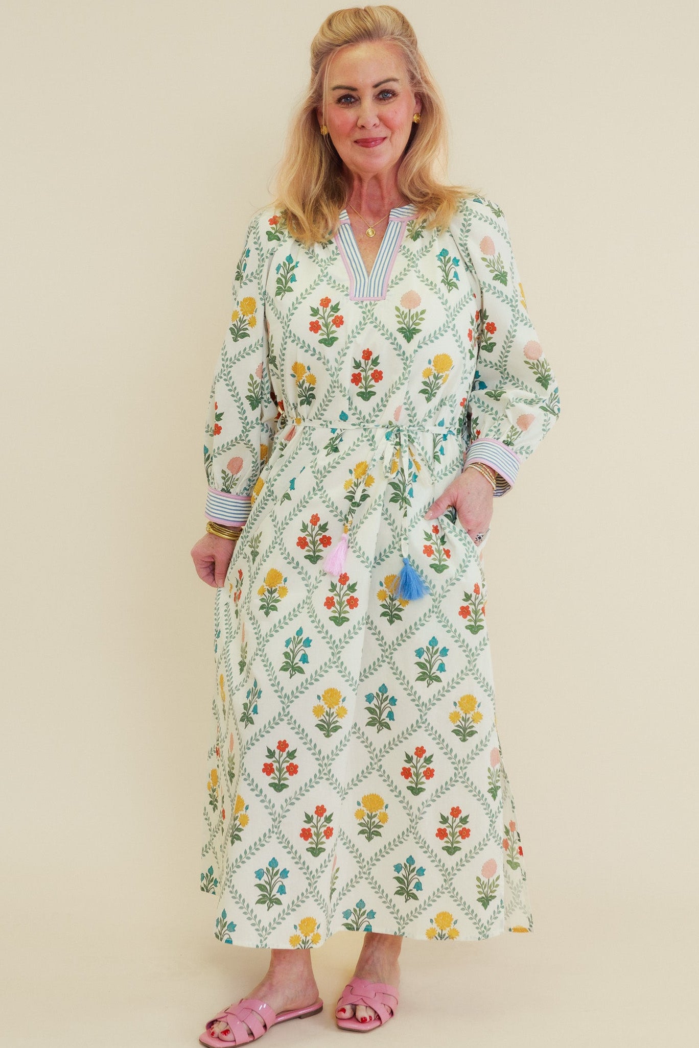 Willow Bloom Tassel Tie Midi Dress