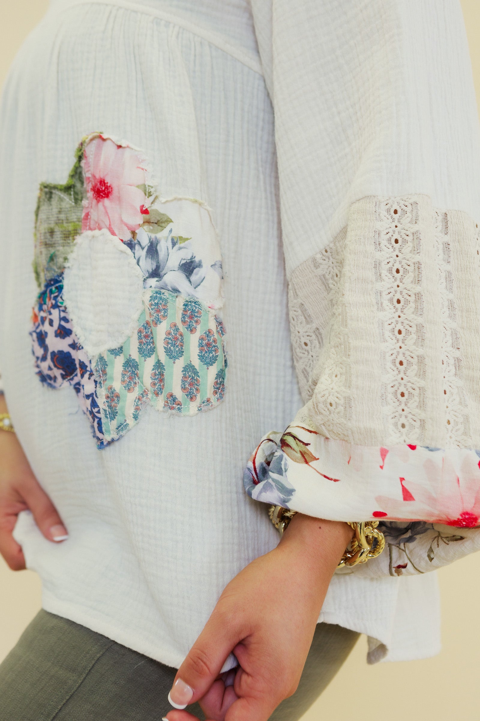 Patchwork Washed Cotton Gauze Tunic