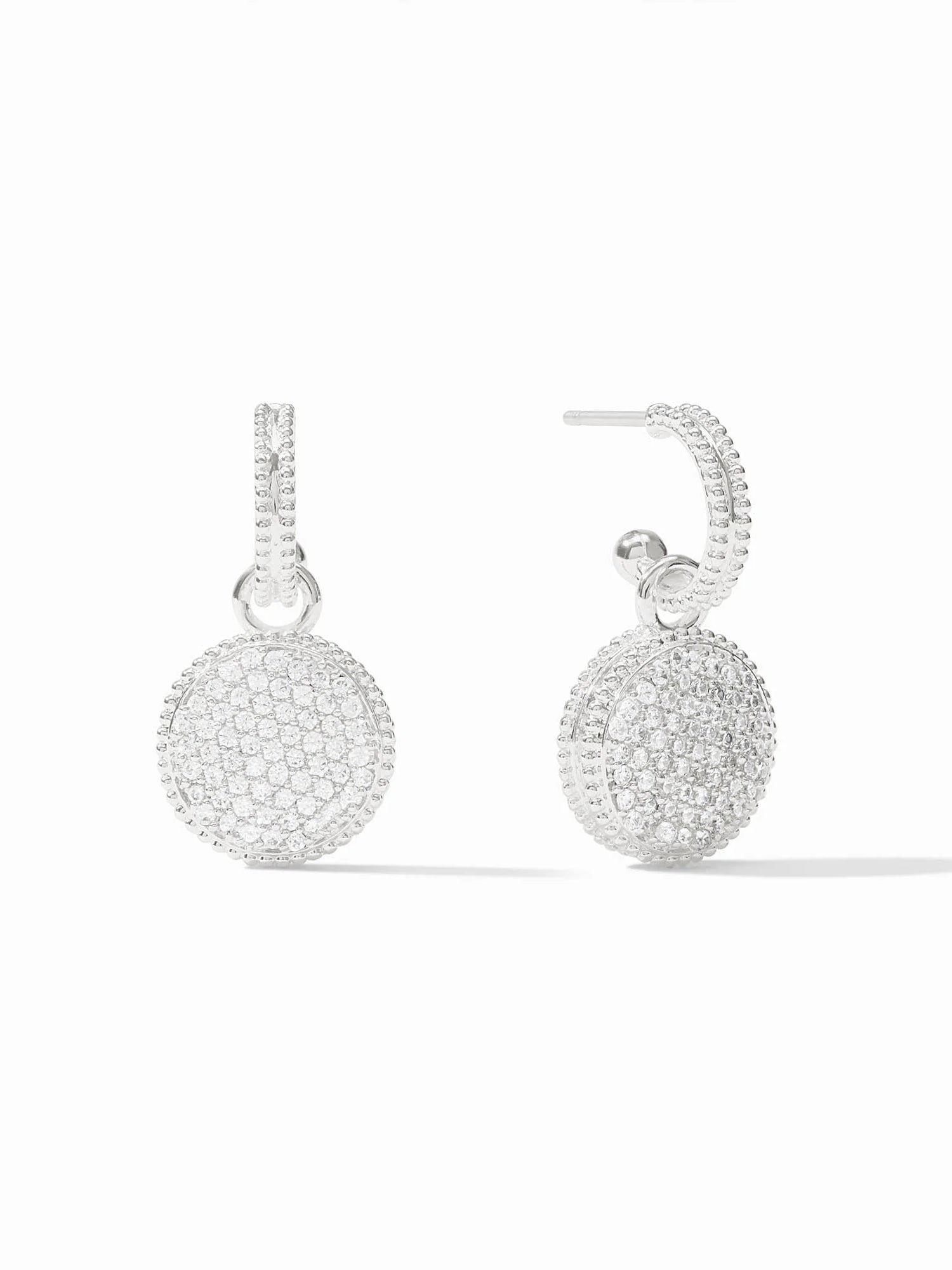 Julie Vos | Fleur-de-Lis Hoop & Charm Earring - Silver