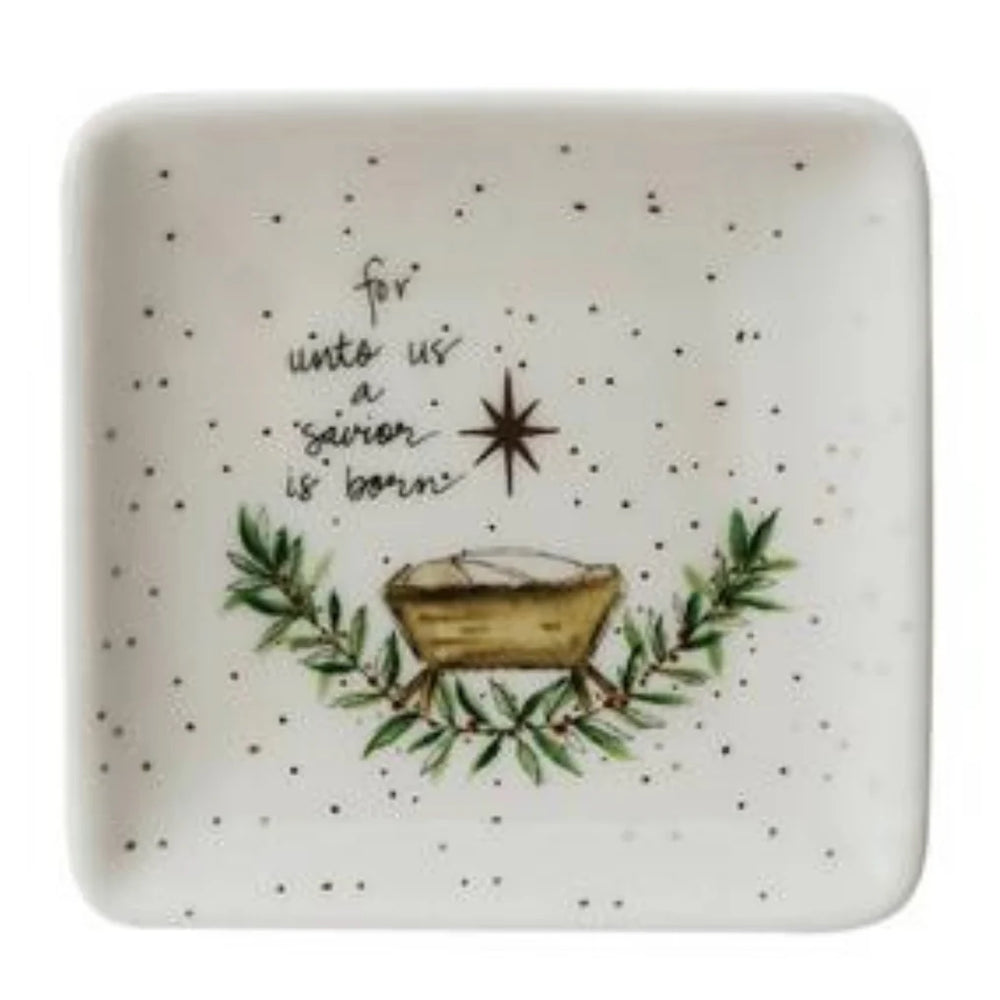 Stoneware Dish with Gold Electroplating Accents