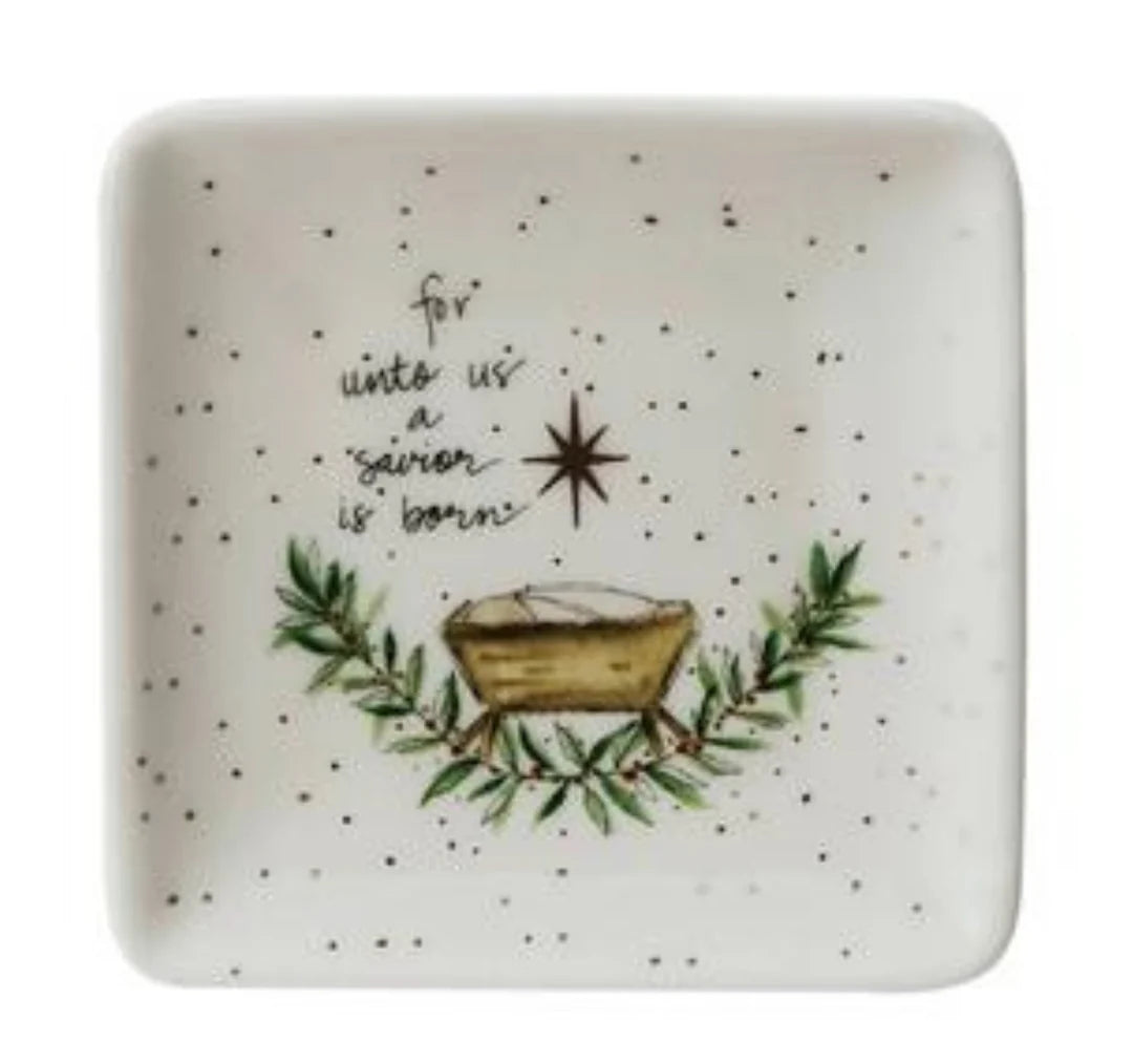 Stoneware Dish with Gold Electroplating Accents