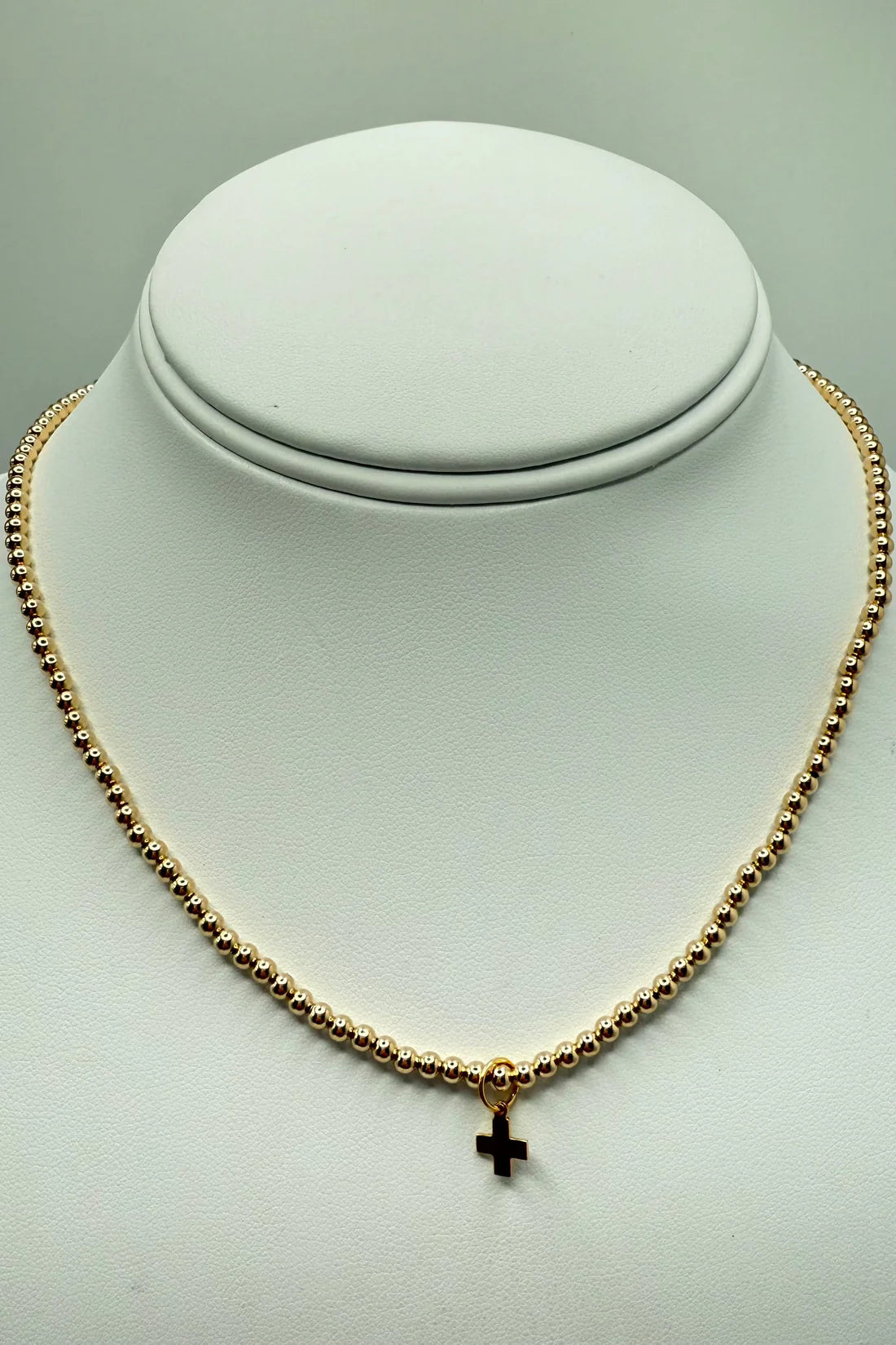 Enewton | 15" Choker Classic Gold 3mm Bead - Signature Cross Gold Charm