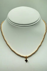 Enewton | 15" Choker Classic Gold 3mm Bead - Signature Cross Gold Charm