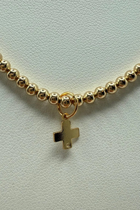 Enewton | 17" Choker Classic Gold 3mm Bead - Signature Cross Gold Charm