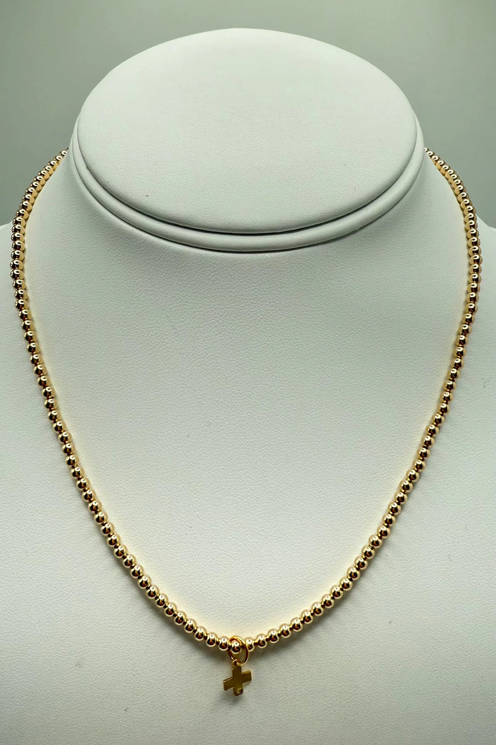 Enewton | 17" Choker Classic Gold 3mm Bead - Signature Cross Gold Charm