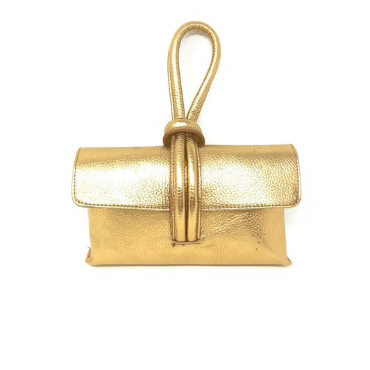 Gold Wristlet Leather Bag