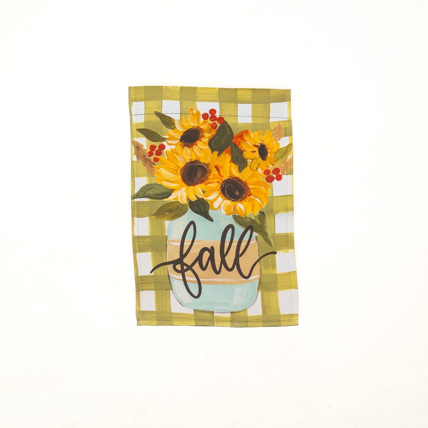 Load image into Gallery viewer, Green Gingham Sunflowers Garden Flag
