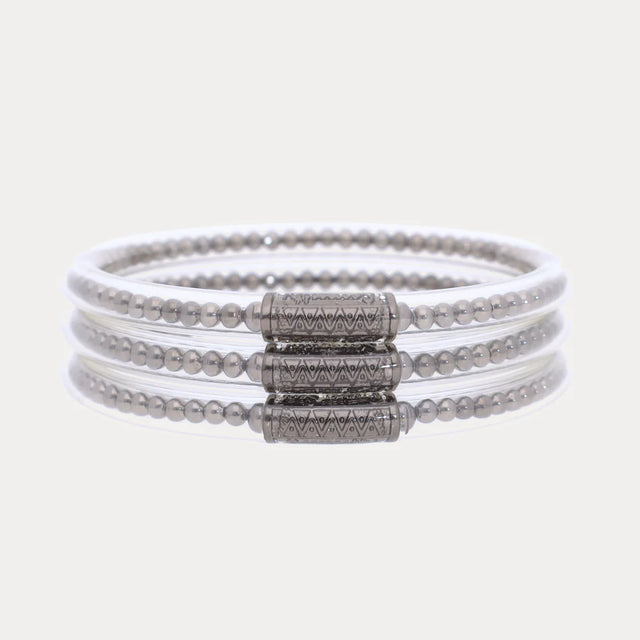 BuDhaGirl | Gunmetal BIBI All Weather Bangles® (Set of 3) - Serenity Prayer