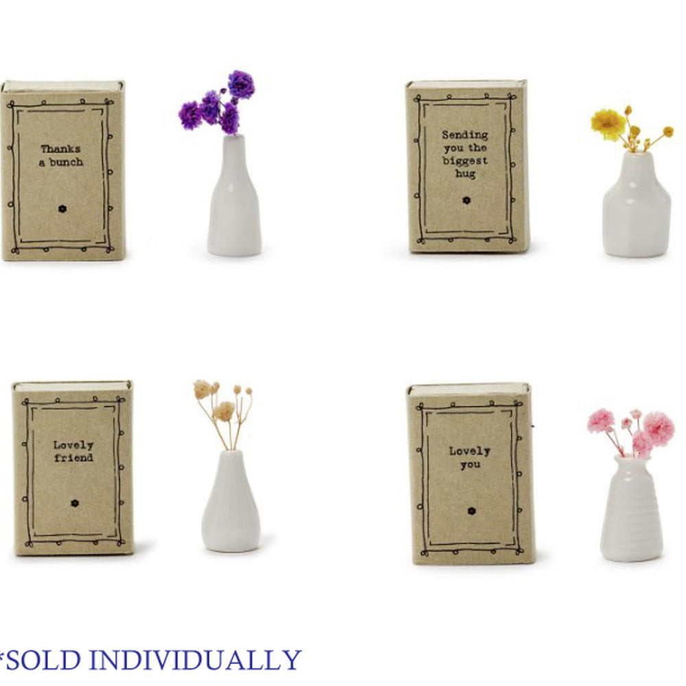 Two's Company | East of India Matchbox Vase with Flowers