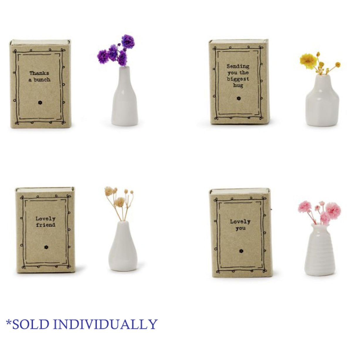 Two's Company | East of India Matchbox Vase with Flowers