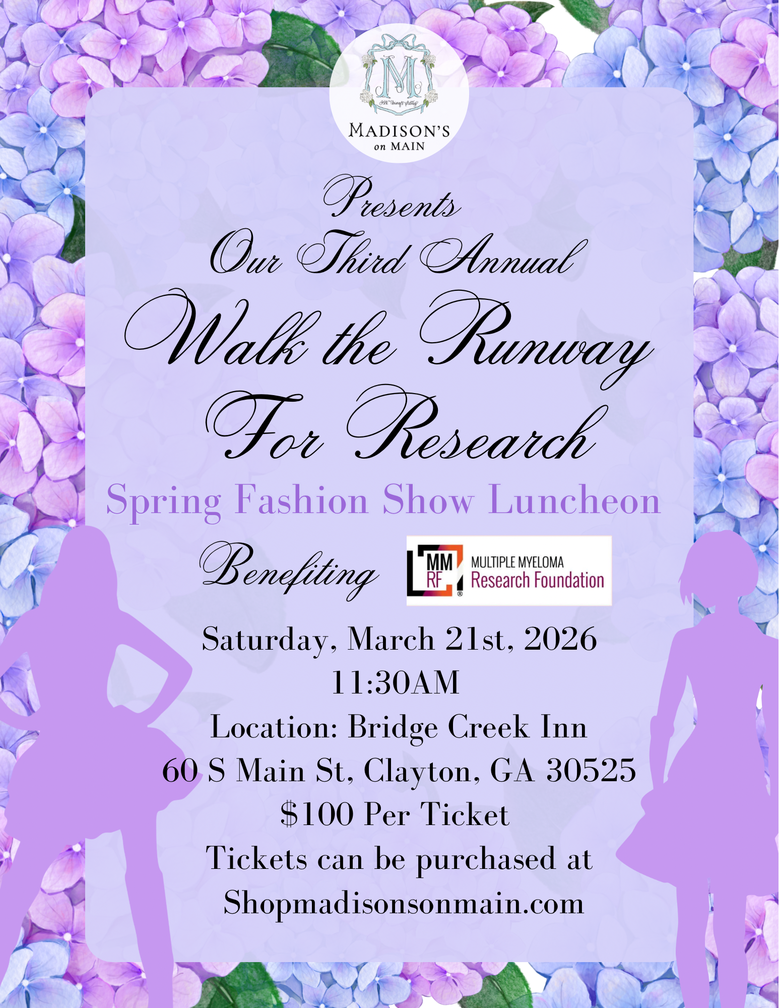 Third Annual Walk the Runway For Research Fashion Show Ticket