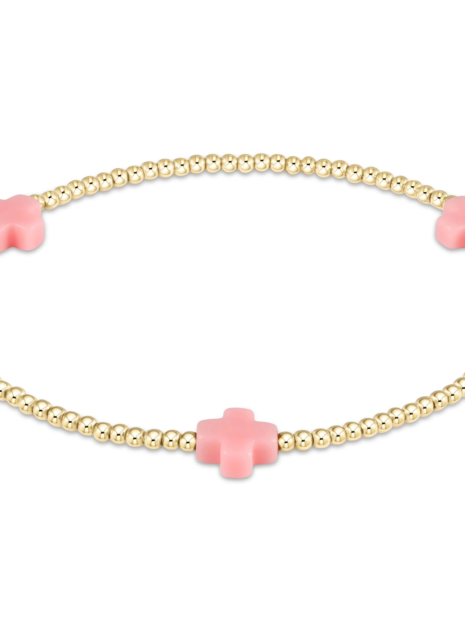 Enewton | Signature Cross Gold Pattern 2mm Bead Bracelet - Pink