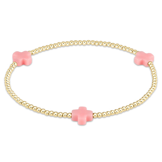 Enewton | Signature Cross Gold Pattern 2mm Bead Bracelet - Pink