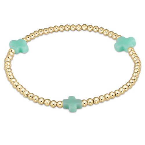 Enewton | Signature Cross Gold Pattern 3mm Bead Bracelet - Mint