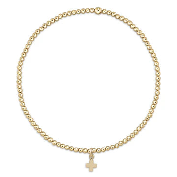 Enewton | Classic Gold 2mm Bead Bracelet - Signature Cross Small Gold Charm