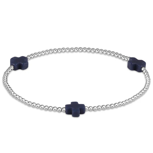 Enewton | Signature Cross Sterling Pattern 2mm Bead Bracelet - Navy