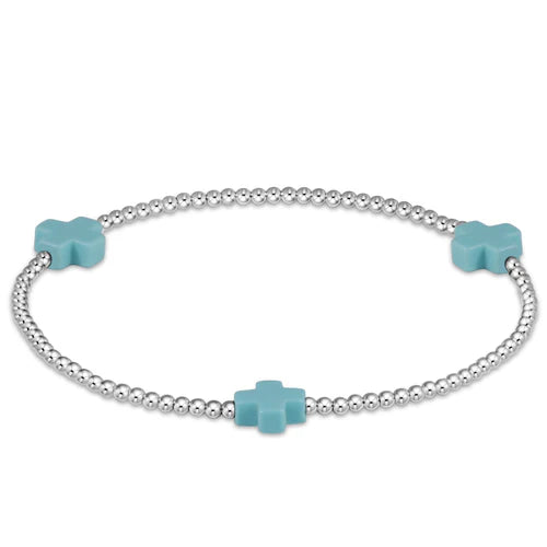 Enewton | Signature Cross Sterling Pattern 2mm Bead Bracelet - Turquoise