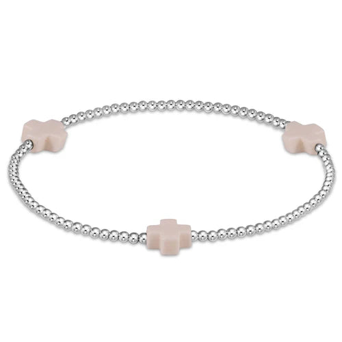 Enewton | Signature Cross Sterling Pattern 2mm Bead Bracelet - Off White