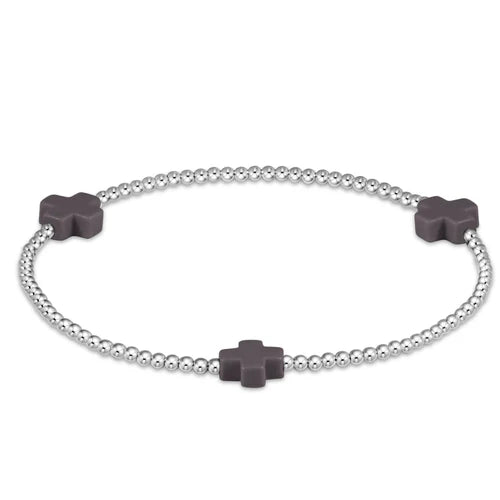 Enewton | Signature Cross Sterling Pattern 2mm Bead Bracelet - Charcoal