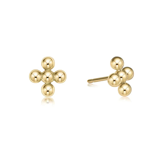 Enewton | Classic Beaded Signature Cross Stud - 4mm Bead Gold