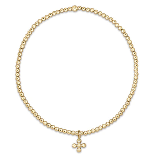 Enewton | Classic Gold 2mm Bead Bracelet - Classic Beaded Signature Cross Small Gold Charm