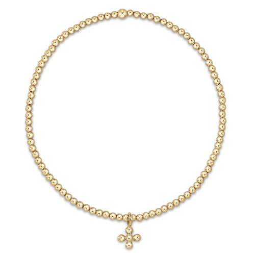 Enewton | Classic Gold 2mm Bead Bracelet - Classic Beaded Signature Cross Small Gold Charm