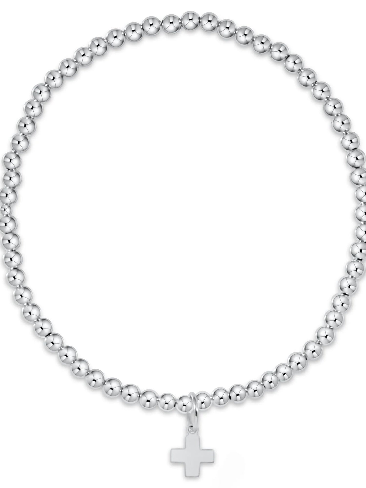 Enewton | Classic Sterling 3mm Bead Bracelet - Signature Cross Sterling Charm