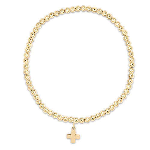 Enewton | Extends Classic Gold 3mm Bead Bracelet - Signature Cross Gold Charm