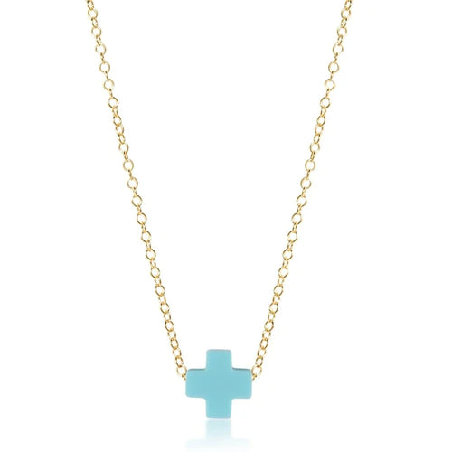 Enewton | 16" Necklace Gold - Signature Cross Turquoise