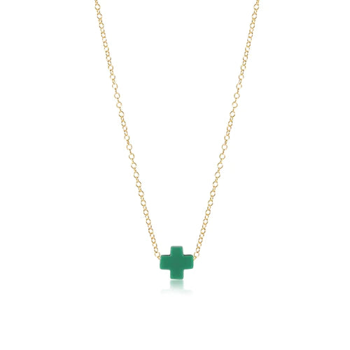 Enewton | 16" Necklace Gold - Signature Cross Emerald