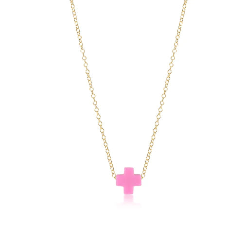 Enewton | 16" Necklace Gold - Signature Cross Bright Pink