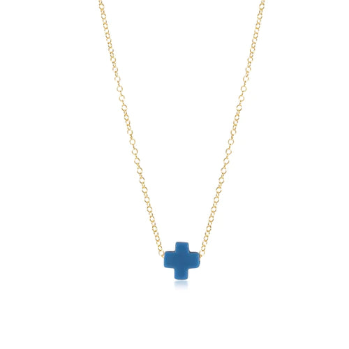 Enewton | 16" Necklace Gold - Signature Cross Cobalt