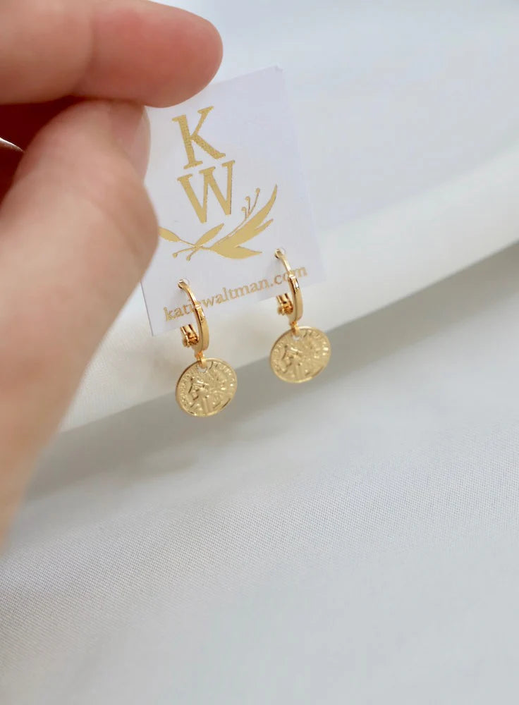 Katie Waltman | PETITE COIN HUGGIE EARRINGS