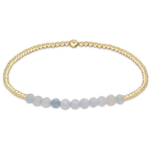 Enewton | Gold Bliss 2mm Bead Bracelet - Aquamarine