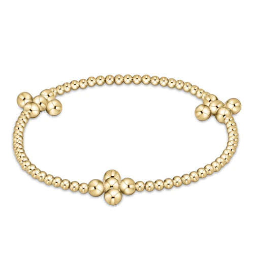 Enewton | Extends Signature Cross Gold Pattern 2.5mm Bead Bracelet - Classic Beaded Signature Cross Gold - 4mm Bead Gold