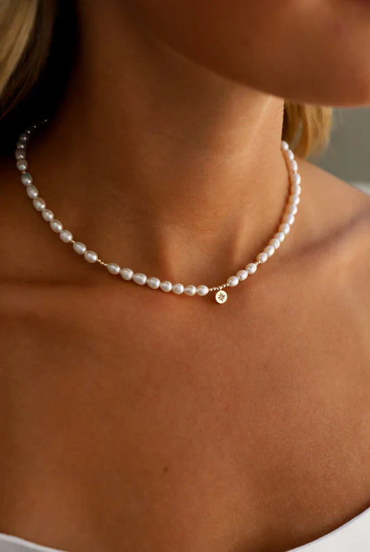 Katie Waltman | PEARL BEADED STAR MEDALLION NECKLACE