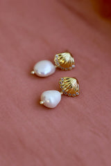 Katie Waltman | SEASIDE SHELL PEARL STUDS