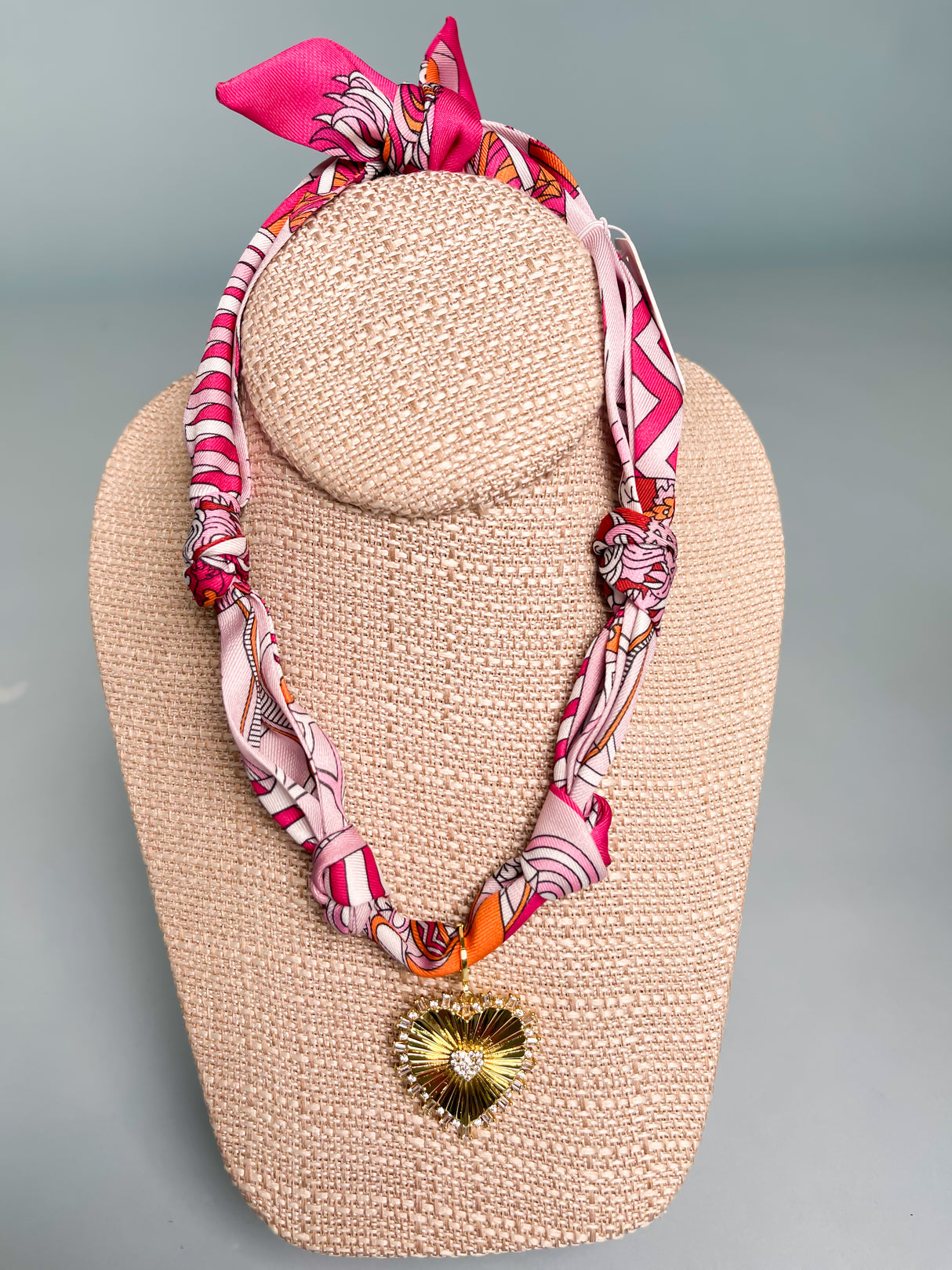 Gemelli | Custom Scarf Necklace with Joanna Heart Charm
