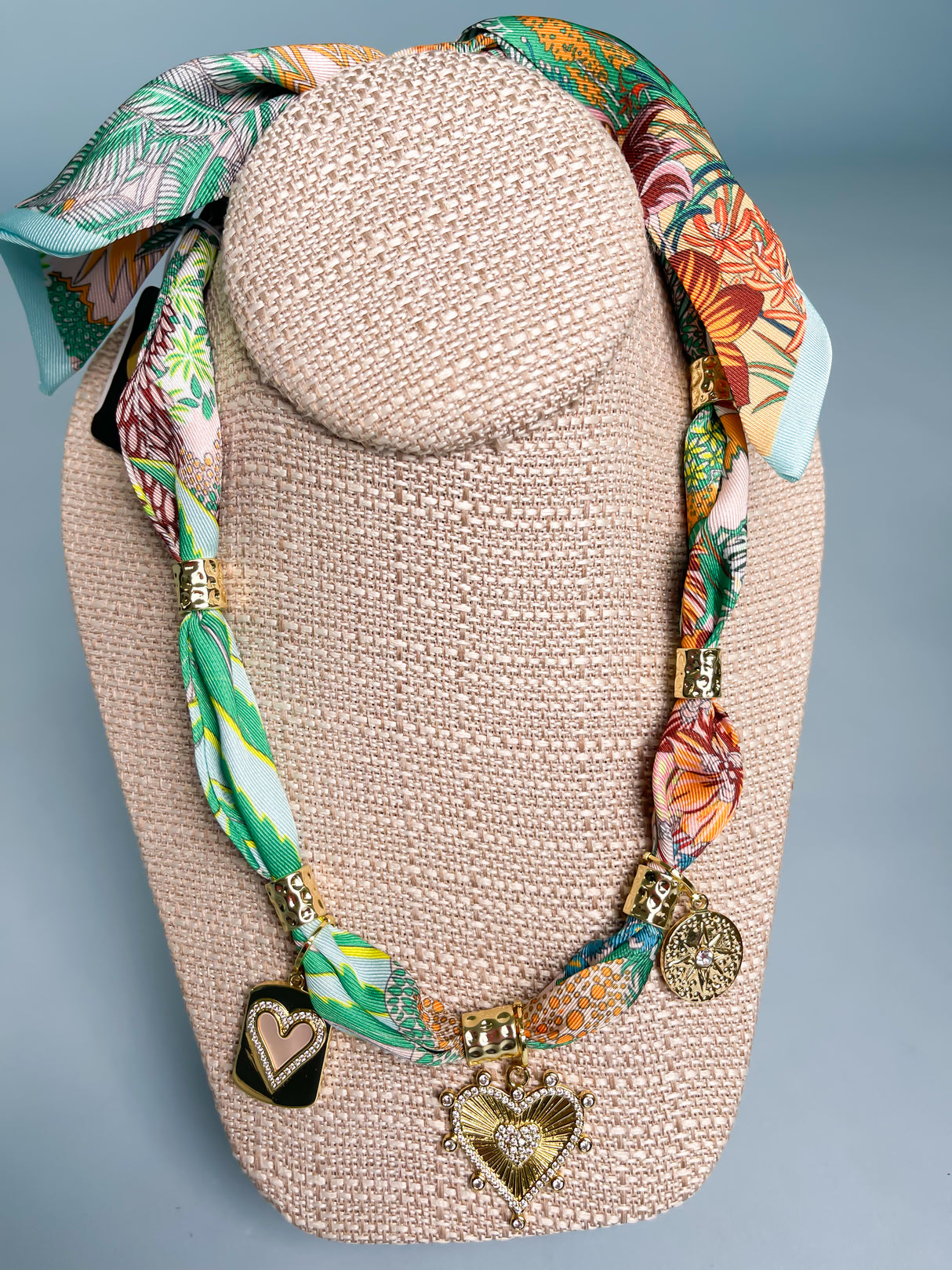 Gemelli | Tahiti Scarf Necklace with Custom Multi Charm