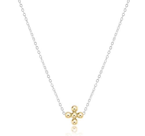 Enewton | 16" Necklace Sterling Mixed Metal - Classic Beaded Signature Cross Gold - 3mm Bead Gold