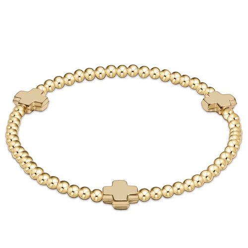 Enewton | Extends Signature Cross Gold Pattern 3mm Bead Bracelet - Gold